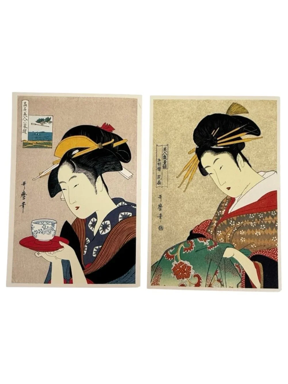7 Japanese Fukui Asahido Postcards Kyoto Japan Beauties Geisha Girls Kabuki Acto